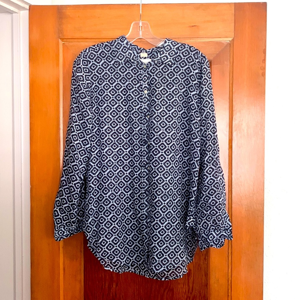 Loft Geometric Button Down Collared Shirt - image 1